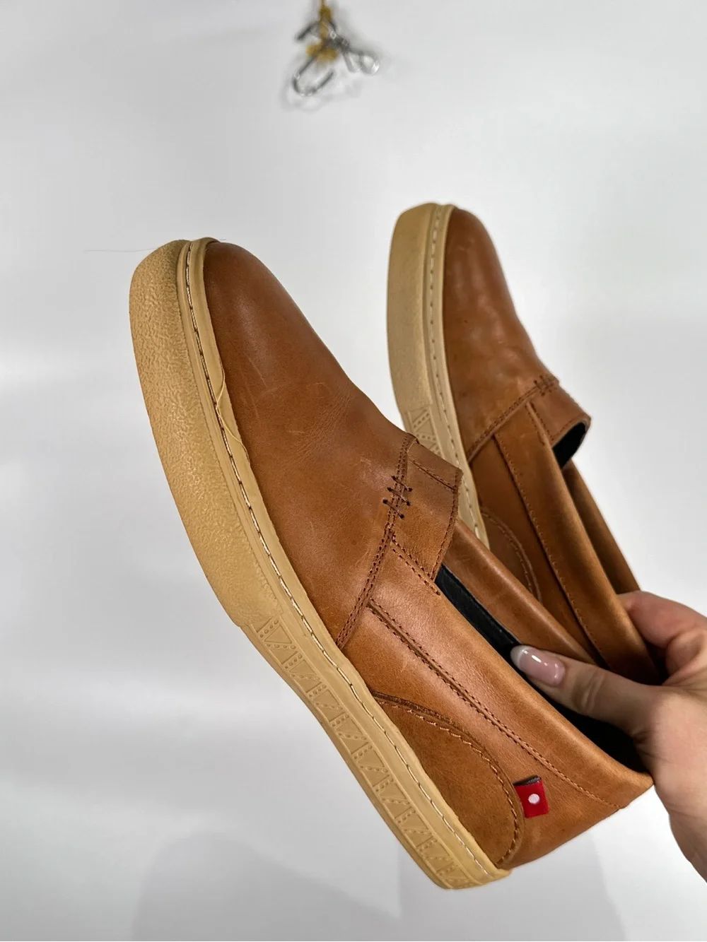 Oliberte Slip On Loafers Elastic Gusset Pull Up Leather Brown EU 42